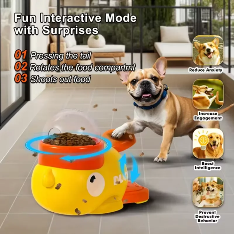 Yellow Duck Interactive Feeder - Anti-Treat Feeder Puzzle for Pets