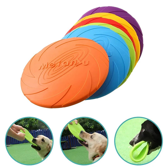 Silicone Flying Disc for Dogs - Bite-Resistant Multicolor Interactive Toy