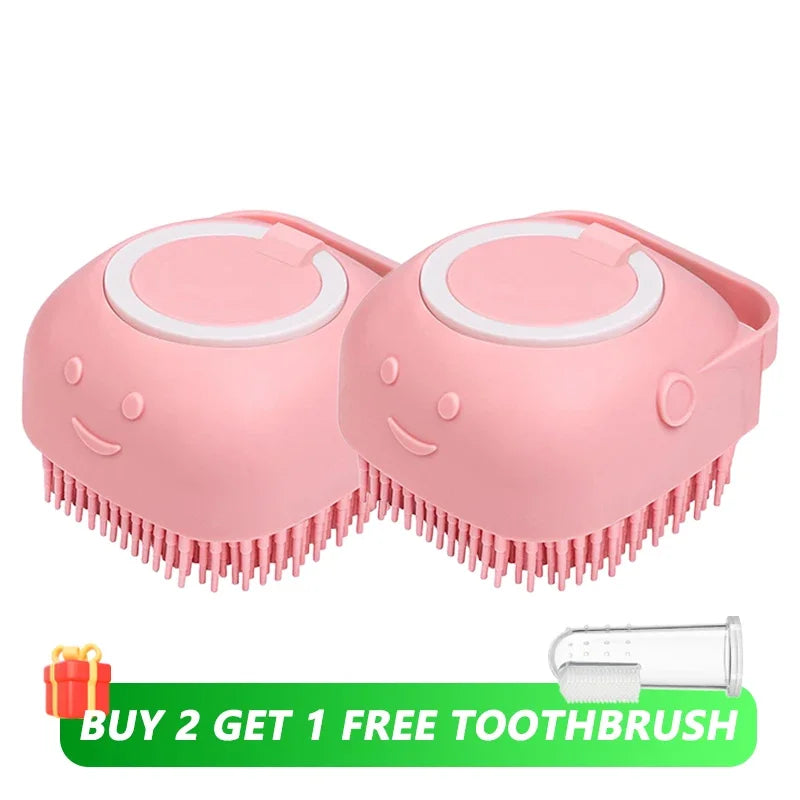 Escova de Banho em Silicone para Pets - Massageador e Aplicador de Shampoo