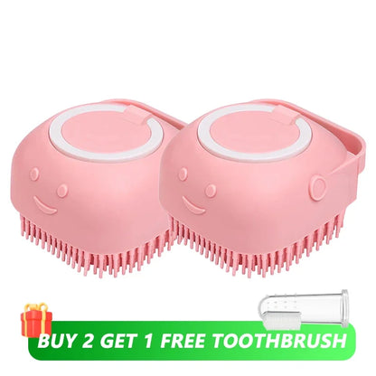 Escova de Banho em Silicone para Pets - Massageador e Aplicador de Shampoo
