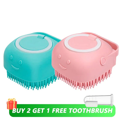 Escova de Banho em Silicone para Pets - Massageador e Aplicador de Shampoo