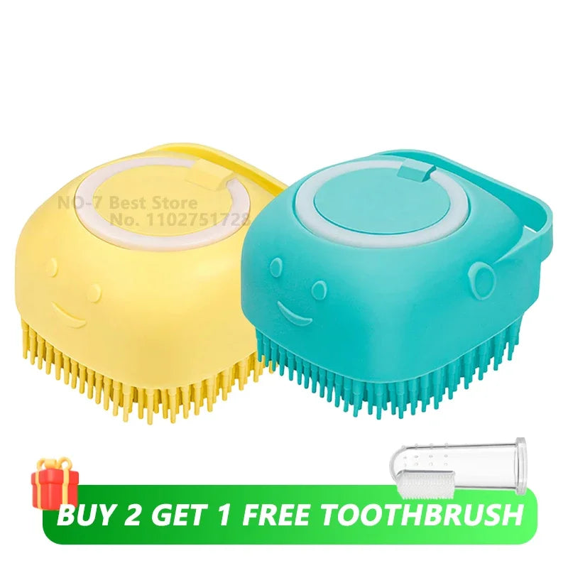 Escova de Banho em Silicone para Pets - Massageador e Aplicador de Shampoo