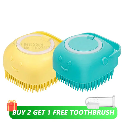 Escova de Banho em Silicone para Pets - Massageador e Aplicador de Shampoo