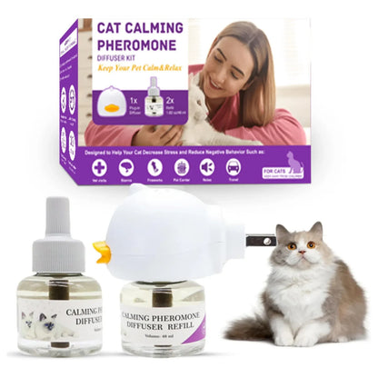 Calming Pheromone Diffuser Kit for Cats - 30-Day Refill and Relaxing Spray