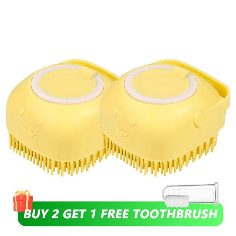 Escova de Banho em Silicone para Pets - Massageador e Aplicador de Shampoo