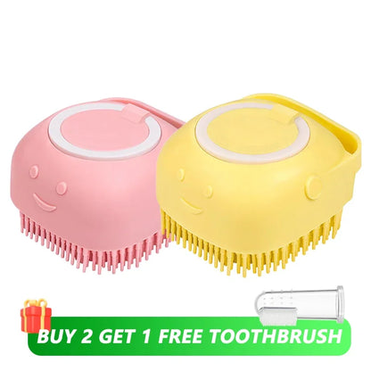 Silicone Pet Bath Brush - Massager and Shampoo Dispenser
